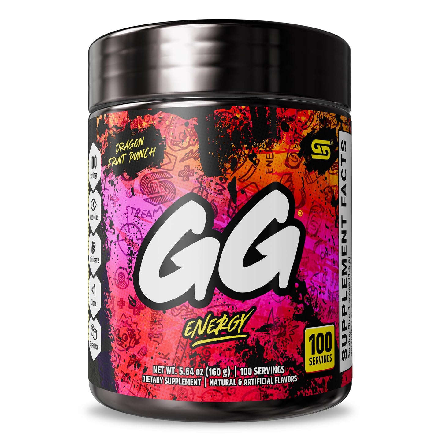 Gamer Supps GG Energy Dragonfruit Punch – 100 Servings, Keto & Sugar Free