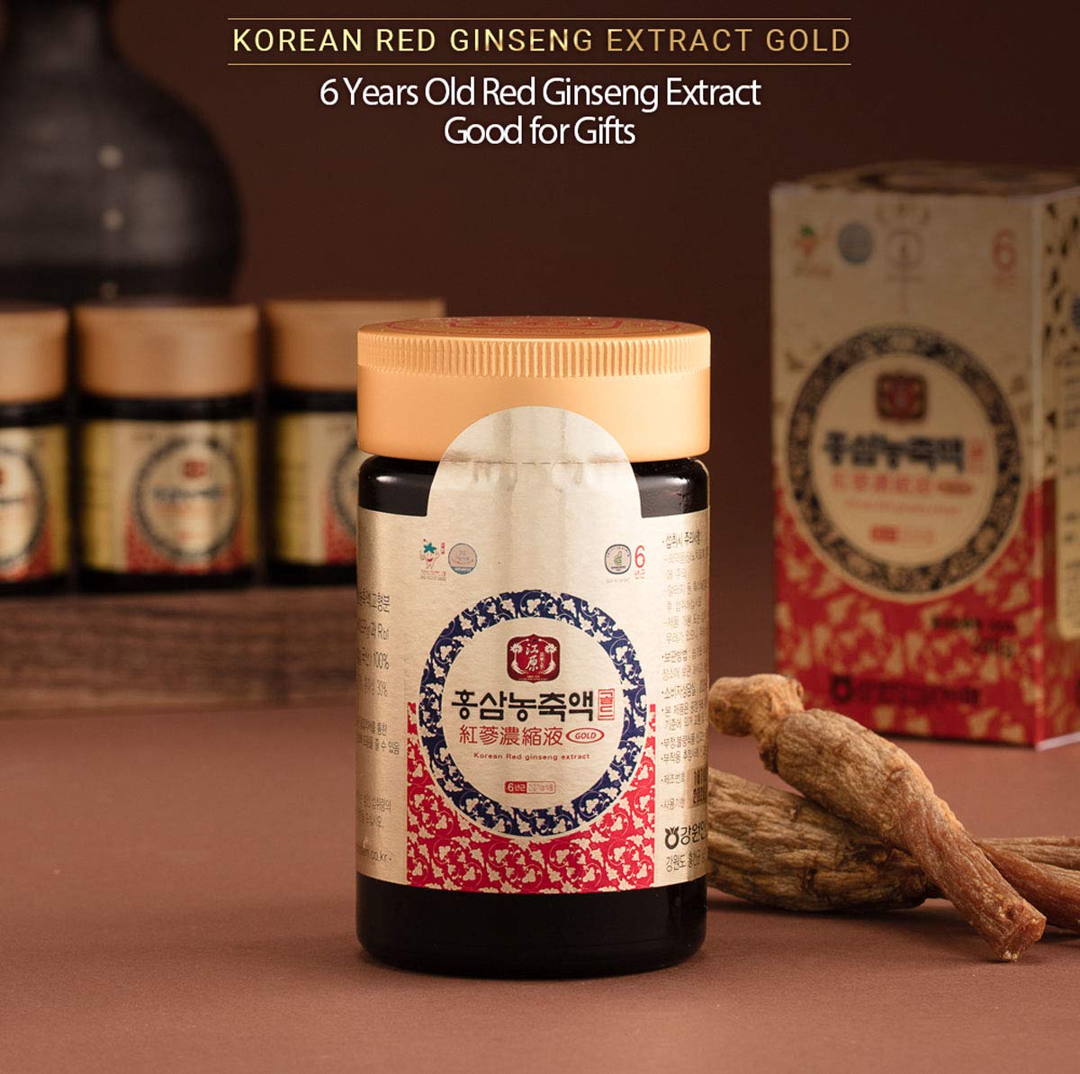 Gangwoninsam Korean Red Ginseng Extract Gold 240g (8.46 fl oz) – 100% Pure 6-Year-Old Korean Red Ginseng Root Extract