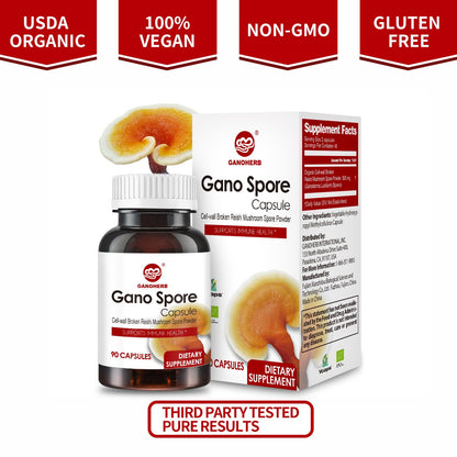 GANOHERB Organic Reishi Capsules – Immune Support, Vegan & Gluten Free