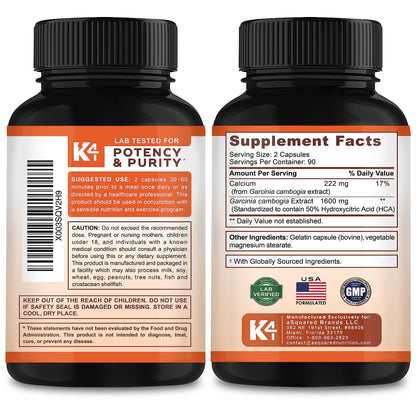 Garcinia Cambogia 1600 mg (180 Capsules) – Pure Natural Extract