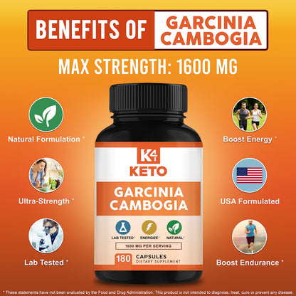 Garcinia Cambogia 1600 mg (180 Capsules) – Pure Natural Extract