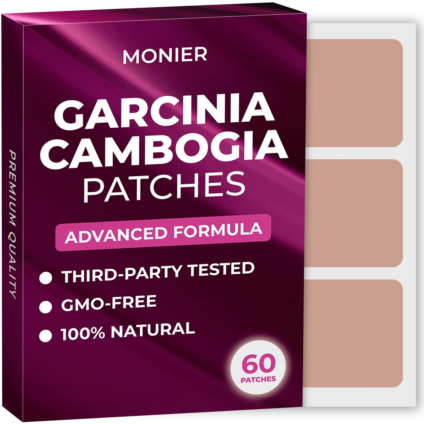 Garcinia Cambogia Patches (Pack of 60) – 100% Natural Patch with B12 & Potassium | Energy, Focus & Enhanced Formula