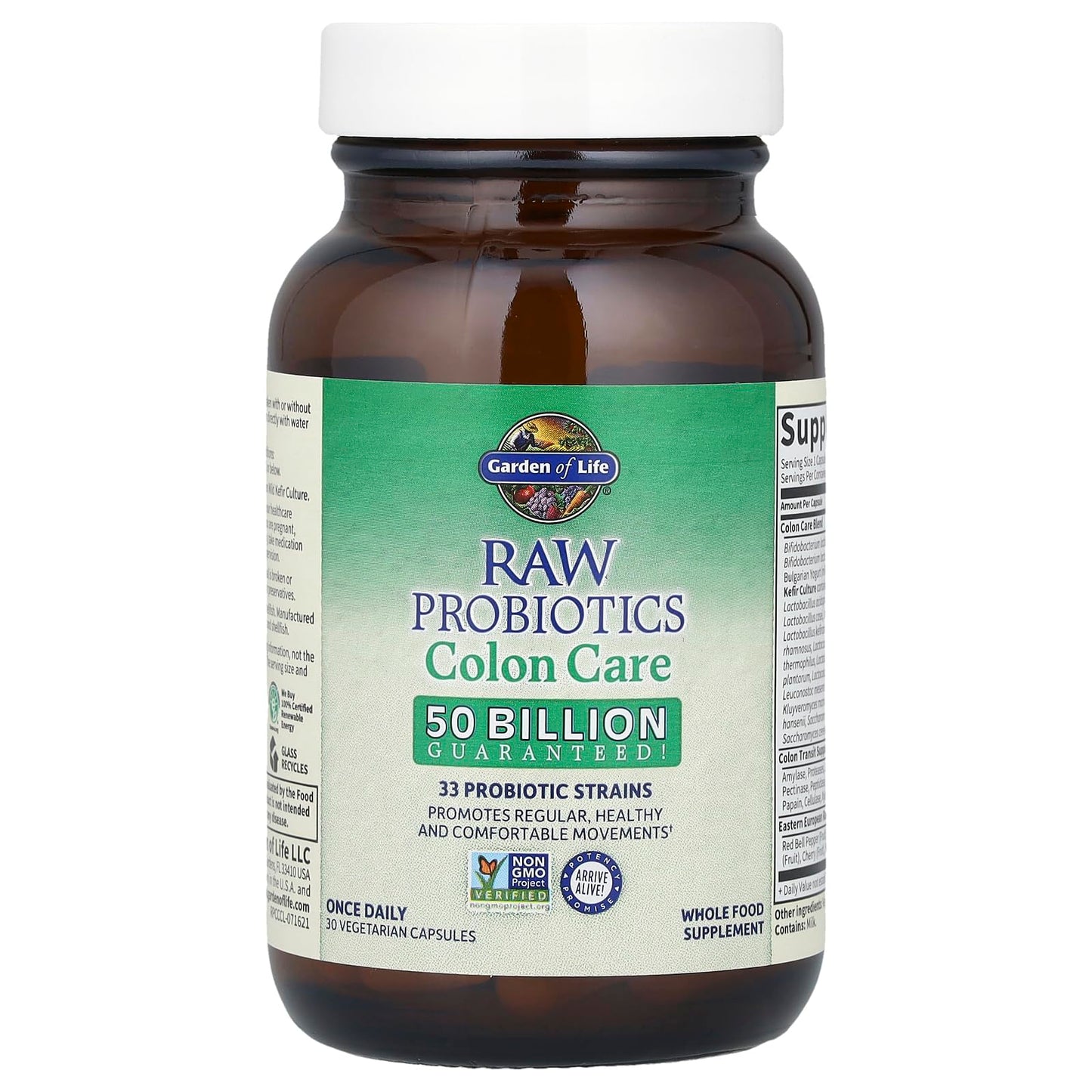 Garden of Life Raw Probiotics Colon Care - 50B CFU, 30 Capsules