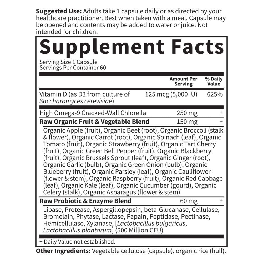 Garden of Life Vitamin D3 5000 IU – RAW D3, 60 Veg Capsules
