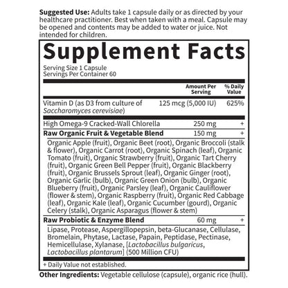 Garden of Life Vitamin D3 5000 IU – RAW D3, 60 Veg Capsules