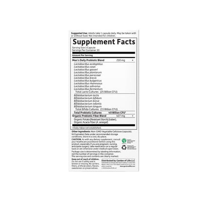 Garden of Life Dr. Formulated Probiotics Men's Daily Care – 40B CFU, 30 Vegetarian Capsules
