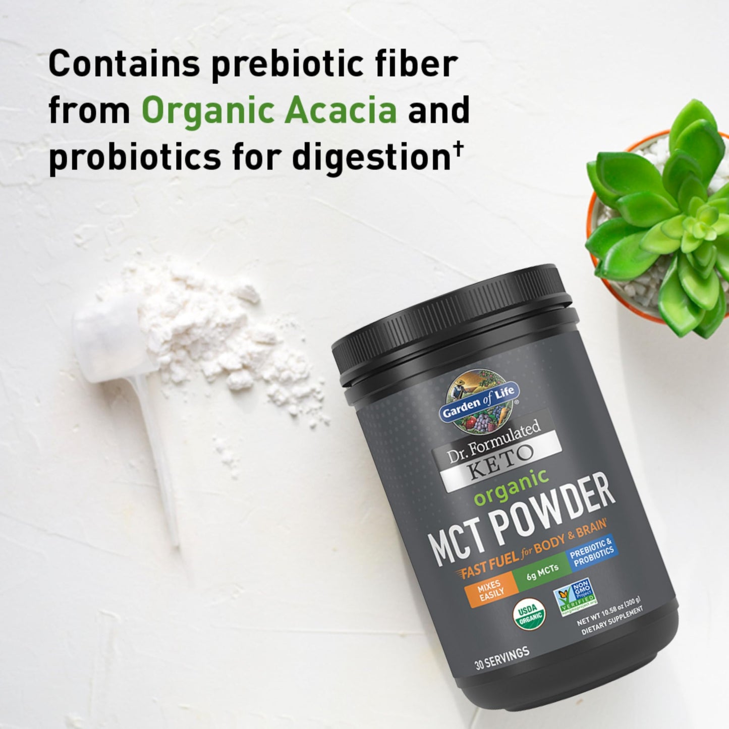 Garden of Life Dr Formulated Keto Organic MCT Powder - 6g MCTs, Probiotics