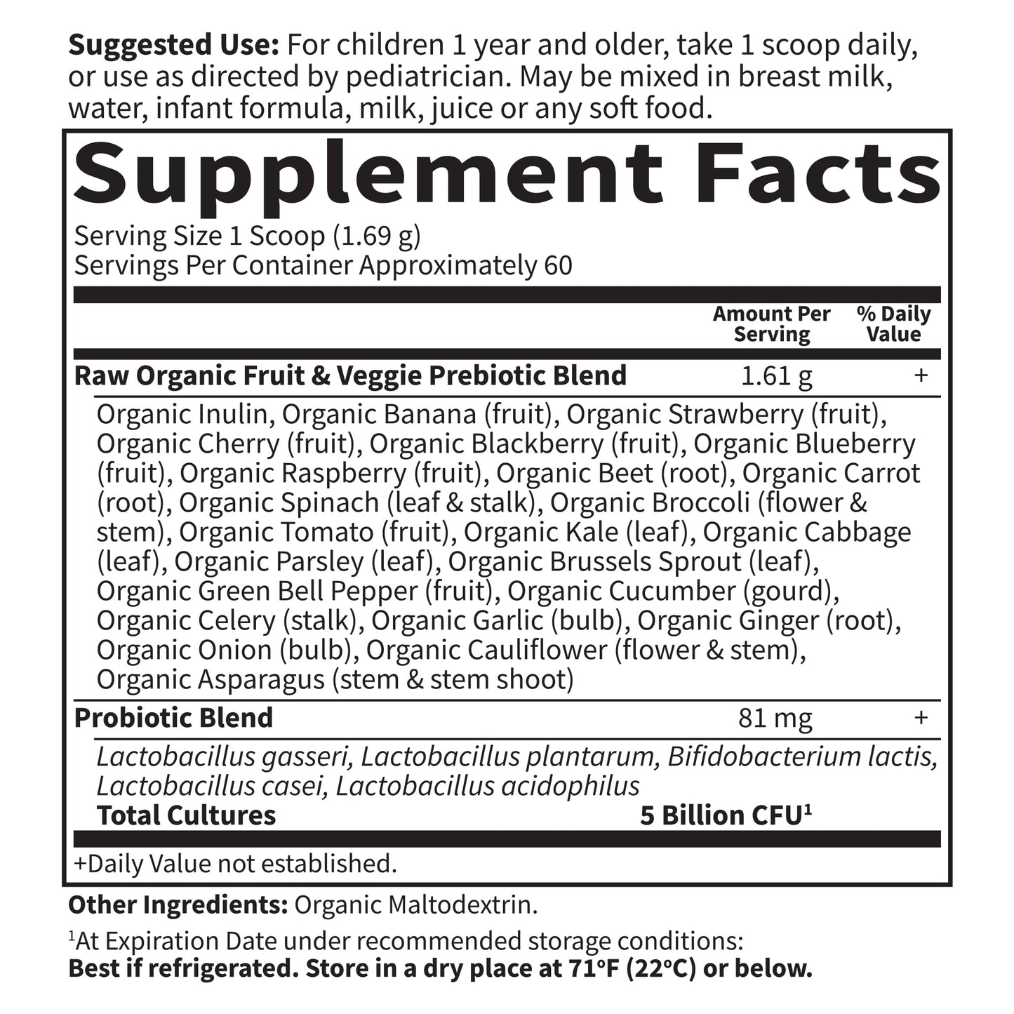 Garden of Life Organic Raw Probiotics for Kids – 5 Billion CFU, 60 Servings