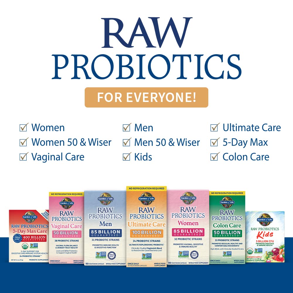 Garden of Life Organic Raw Probiotics for Kids – 5 Billion CFU, 60 Servings