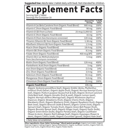 Garden of Life Organics Womens Multivitamin - One Daily Whole-Food Vitamin, 30 Tablets