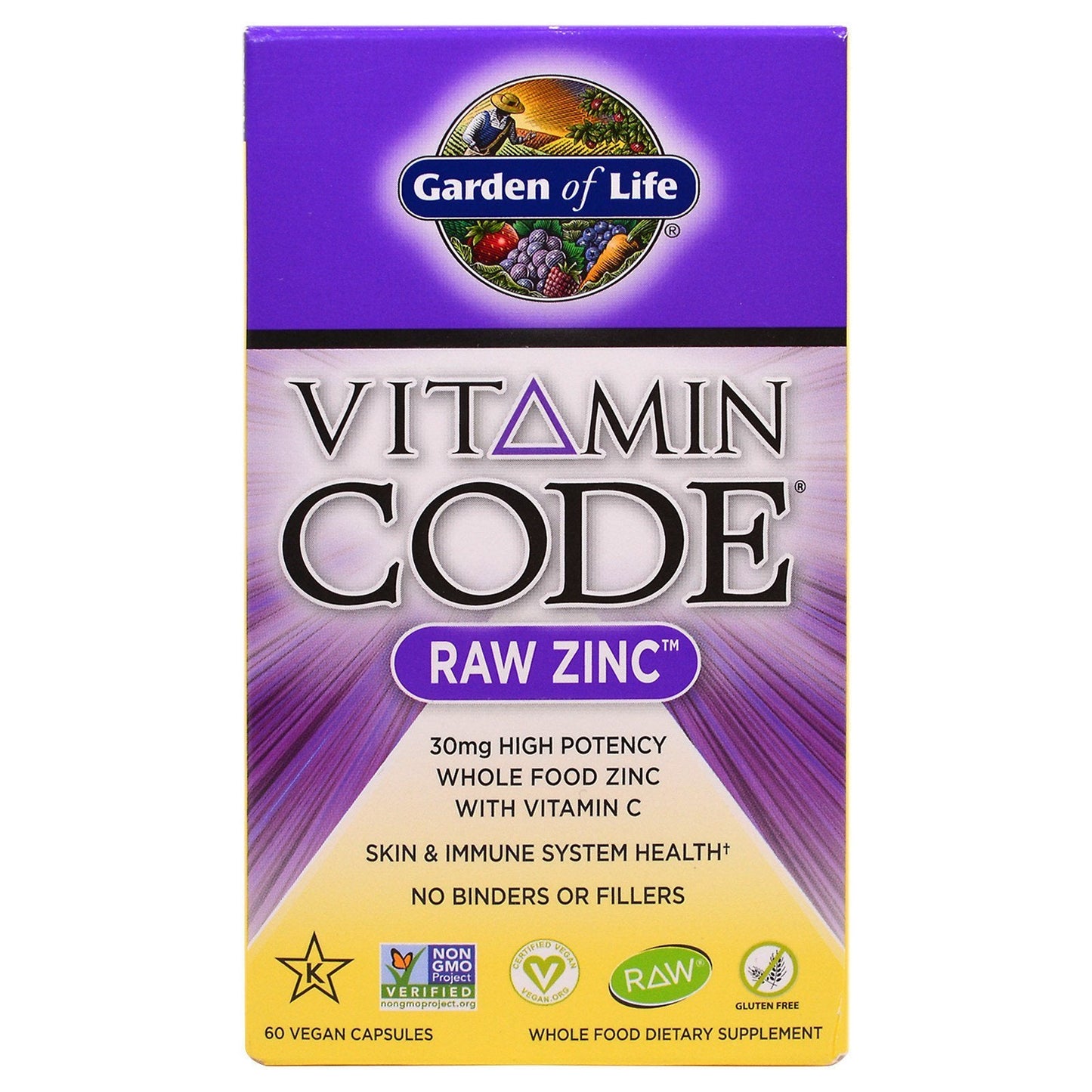 Garden of Life Vitamin Code Raw Zinc, 60 Veggie Caps | Immune Support