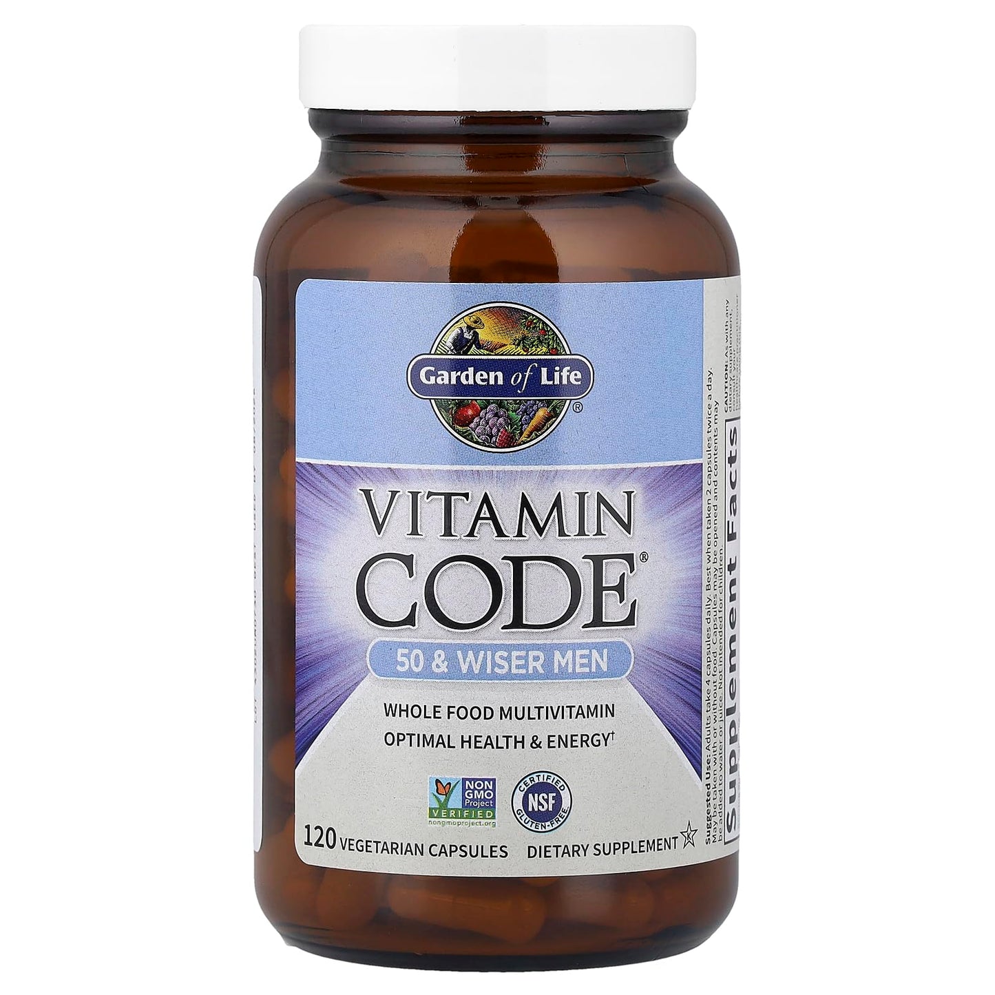 Garden of Life Vitamin Code 50 & Wiser Men's Multivitamin with Probiotics - 120 Capsules