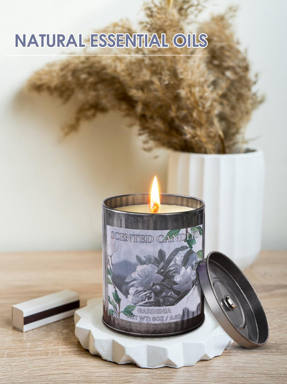Gardenia Scented Soy Candle 8oz – 50 Hours Burn Time | Home Aromatherapy Gift