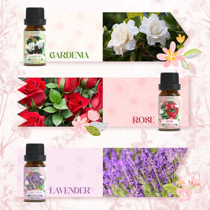 Soulorigin Backyard Fragrance Oils Set - Floral Diffuser Oils Gift (Gardenia, Rose, Lavender)