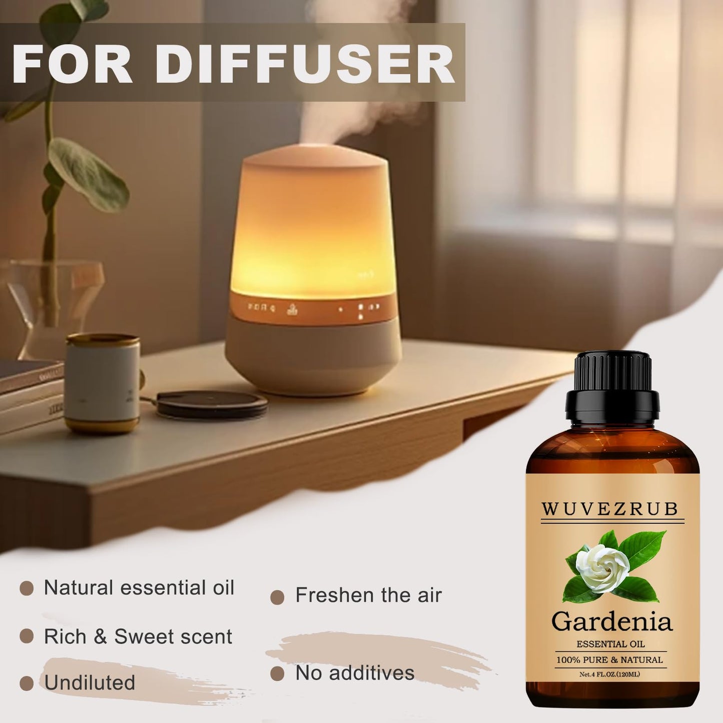 Gardenia Essential Oil 120ML | 4 Fl Oz | Pure & Natural for Aromatherapy Diffuser