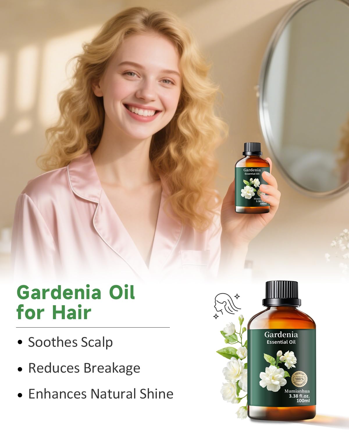 Gardenia Essential Oil Pure – Gardenia Oil for Diffusers & Skincare (3.38 fl oz)