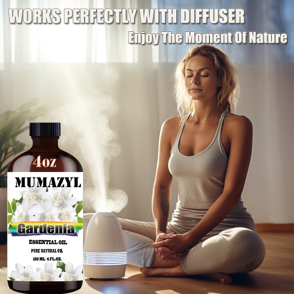 Gardenia Essential Oil 4 Fl Oz (120 ml) for Diffuser, DIY Crafts | MUMAZYL