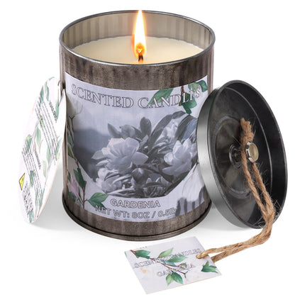 Gardenia Scented Soy Candle 8oz – 50 Hours Burn Time | Home Aromatherapy Gift