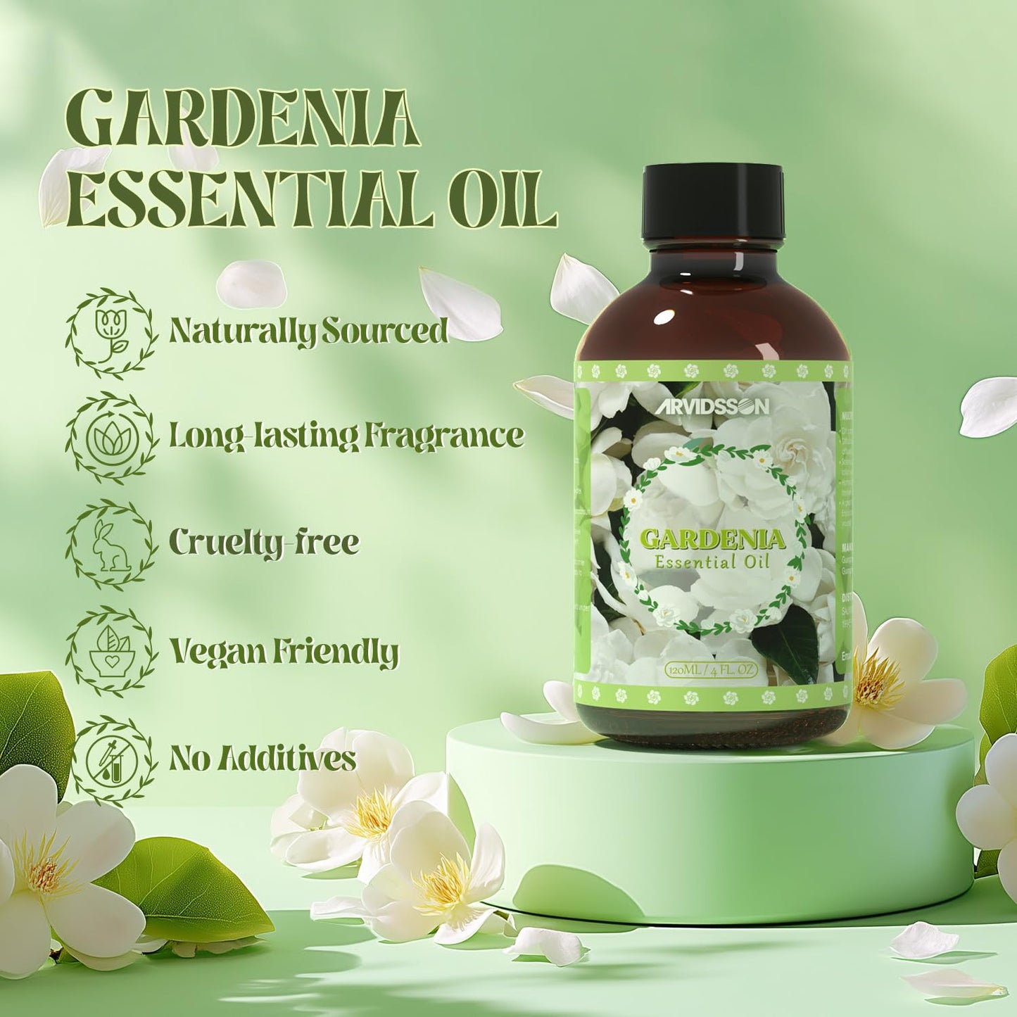 ARVIDSSON Gardenia Essential Oil 4 oz (120 ml) – Pure & Natural