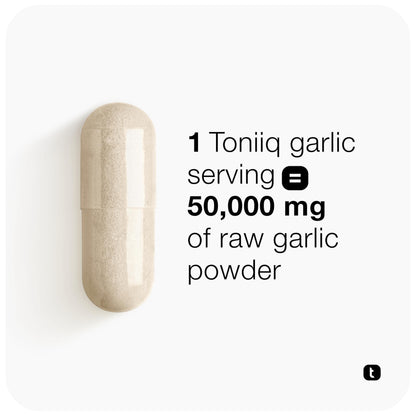 Toniiq Garlic Capsules with 10,000mcg Allicin - Odorless 50:1 Extract - 60 Vegetarian Capsules - Lab-Tested