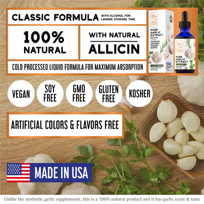 Bright Horizon Health Garlic Extract with Allicin - 1 fl oz Dropper, Vegan, Non-GMO