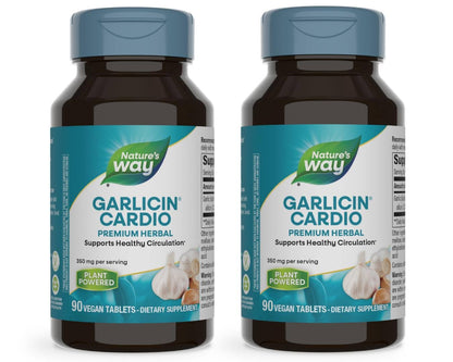Nature’s Way Garlicin Cardio – Premium Herbal Circulation Support (350 mg, 90 Tablets)
