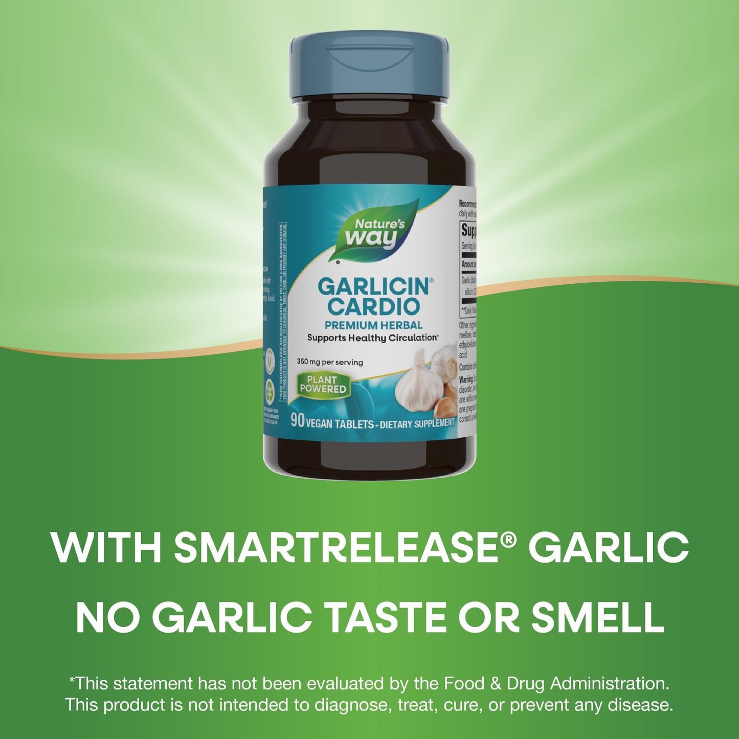 Nature’s Way Garlicin Cardio – Premium Herbal Circulation Support (350 mg, 90 Tablets)