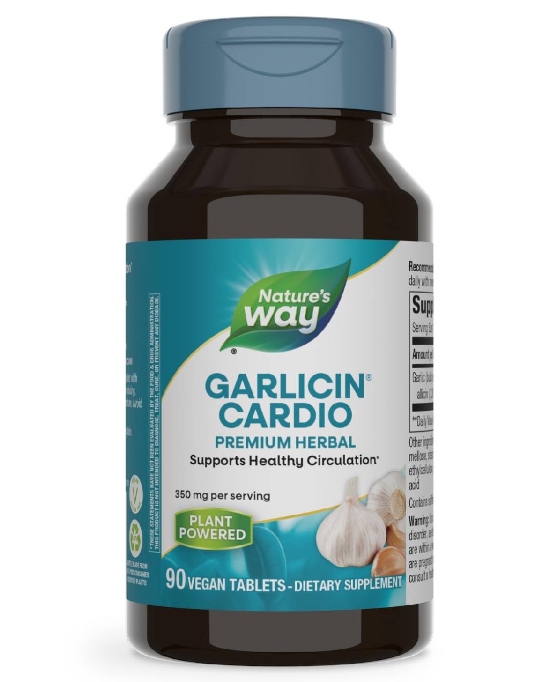 Nature’s Way Garlicin Cardio – Premium Herbal, Supports Healthy Circulation (350 mg) 90 Tablets