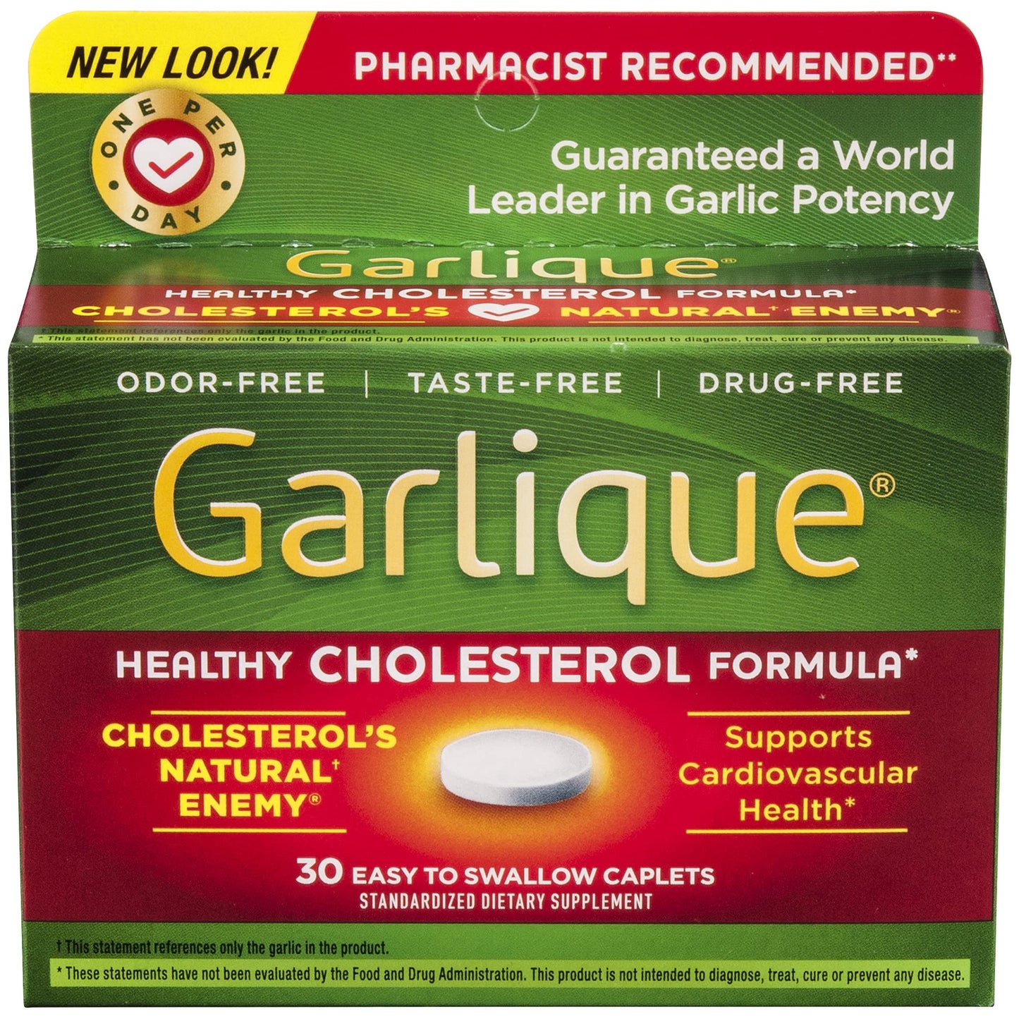 Garlique Cardiovascular Dietary Supplement Green 30 Count | Allicin 5,000mcg per Caplet