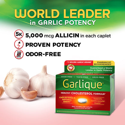 Garlique Cardiovascular Dietary Supplement Green 30 Count | Allicin 5,000mcg per Caplet