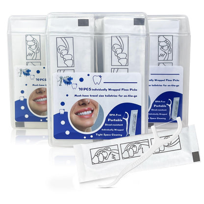 Garrelett 210 Ct Travel Floss Picks Bulk - Individually Wrapped, Curved Tip