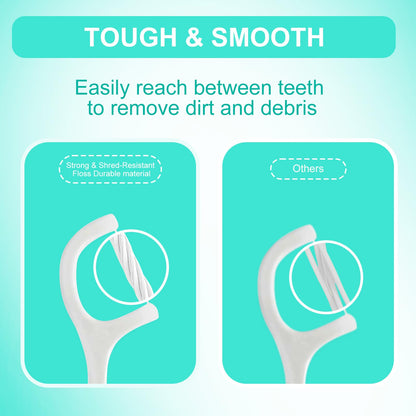 Garrelett 210 Ct Travel Floss Picks Bulk - Individually Wrapped, Curved Tip
