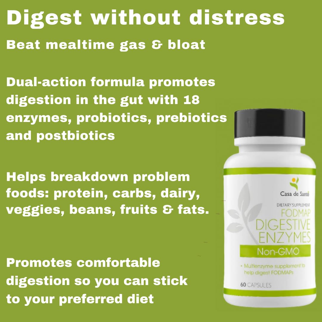 FODMAP Digestive Enzymes with Probiotics, Prebiotics & Postbiotics | Low FODMAP Certified for IBS & SIBO | Gut Health