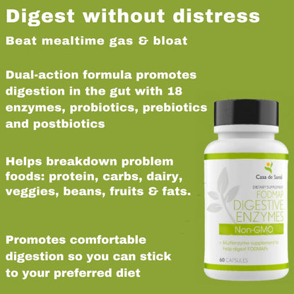 FODMAP Digestive Enzymes with Probiotics, Prebiotics & Postbiotics | Low FODMAP Certified for IBS & SIBO | Gut Health