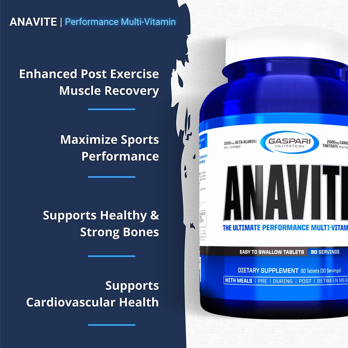 Gaspari Nutrition Anavite – Sports Multi-Vitamin with Amino Acids, Beta-Alanine & L-Carnitine (180 Tablets)