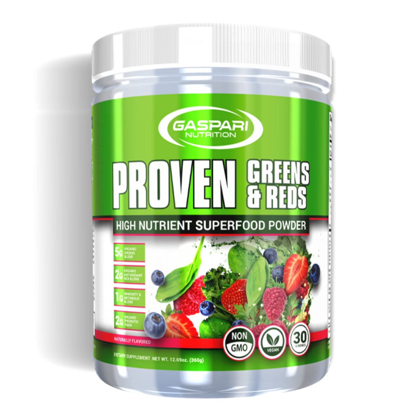 Gaspari Nutrition Greens & Reds Organic Superfood Powder – Immune Support, Probiotics & Fiber, Vegan & Non-GMO (30 Servings, Natural Fruity)