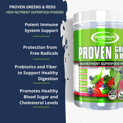 Gaspari Nutrition Greens & Reds Organic Superfood Powder – Immune Support, Probiotics & Fiber, Vegan & Non-GMO (30 Servings, Natural Fruity)