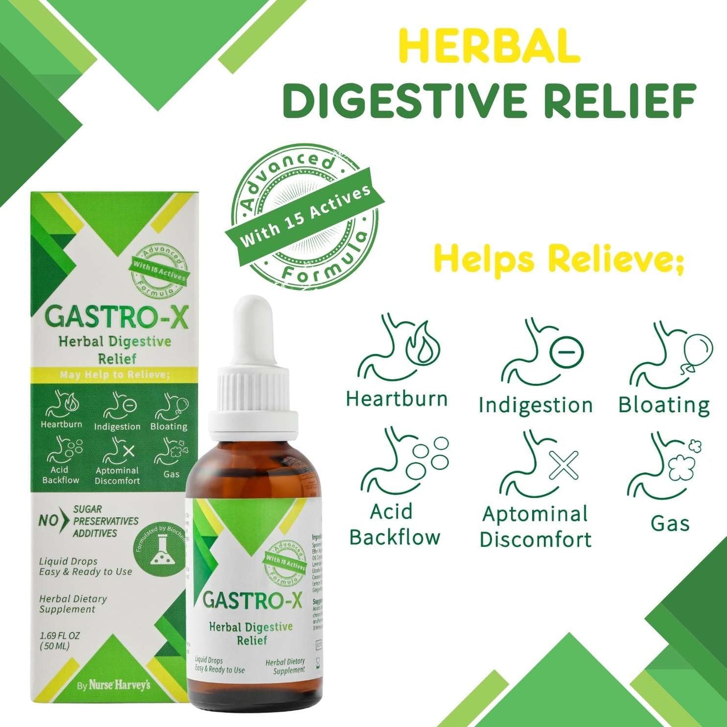 Nurse Harvey's Gastro-X – Herbal Stomach Care Drops (50ml) – Sugar-Free