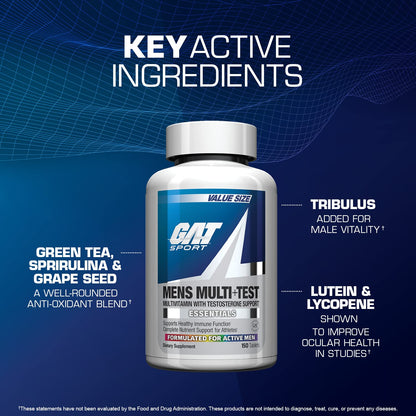 GAT SPORT Men's Multi + Test | Premium Multivitamin Tablets 150 Count
