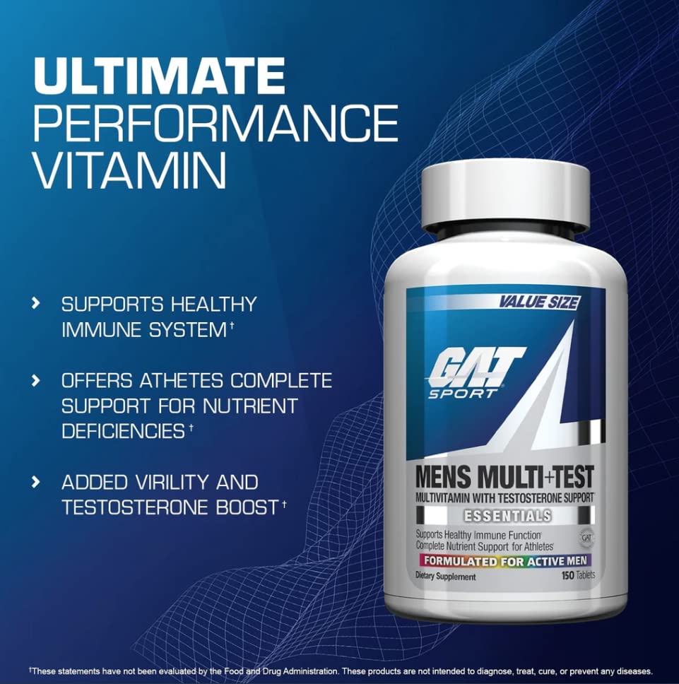 GAT SPORT Men’s Multi + Test – Premium Multivitamin Tablets (60 Count)