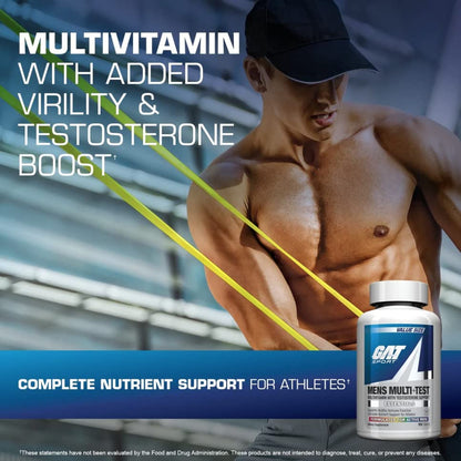 GAT SPORT Men’s Multi + Test – Premium Multivitamin Tablets (60 Count)