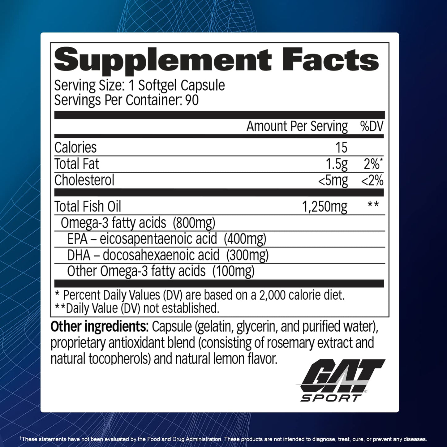 GAT SPORT Omega-3 Fish Oil 90 Softgels – High Potency EPA & DHA