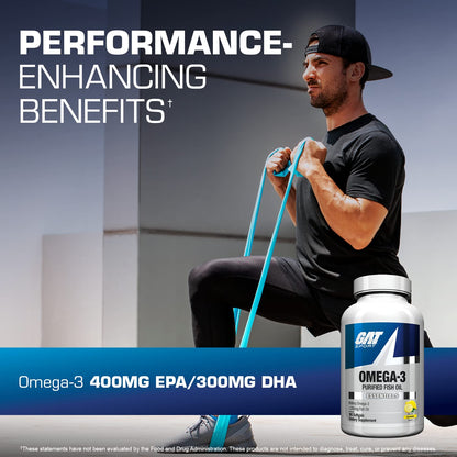 GAT SPORT Omega-3 Fish Oil 90 Softgels – High Potency EPA & DHA