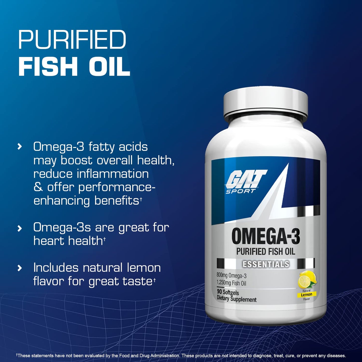 GAT SPORT Omega-3 Fish Oil 90 Softgels – High Potency EPA & DHA
