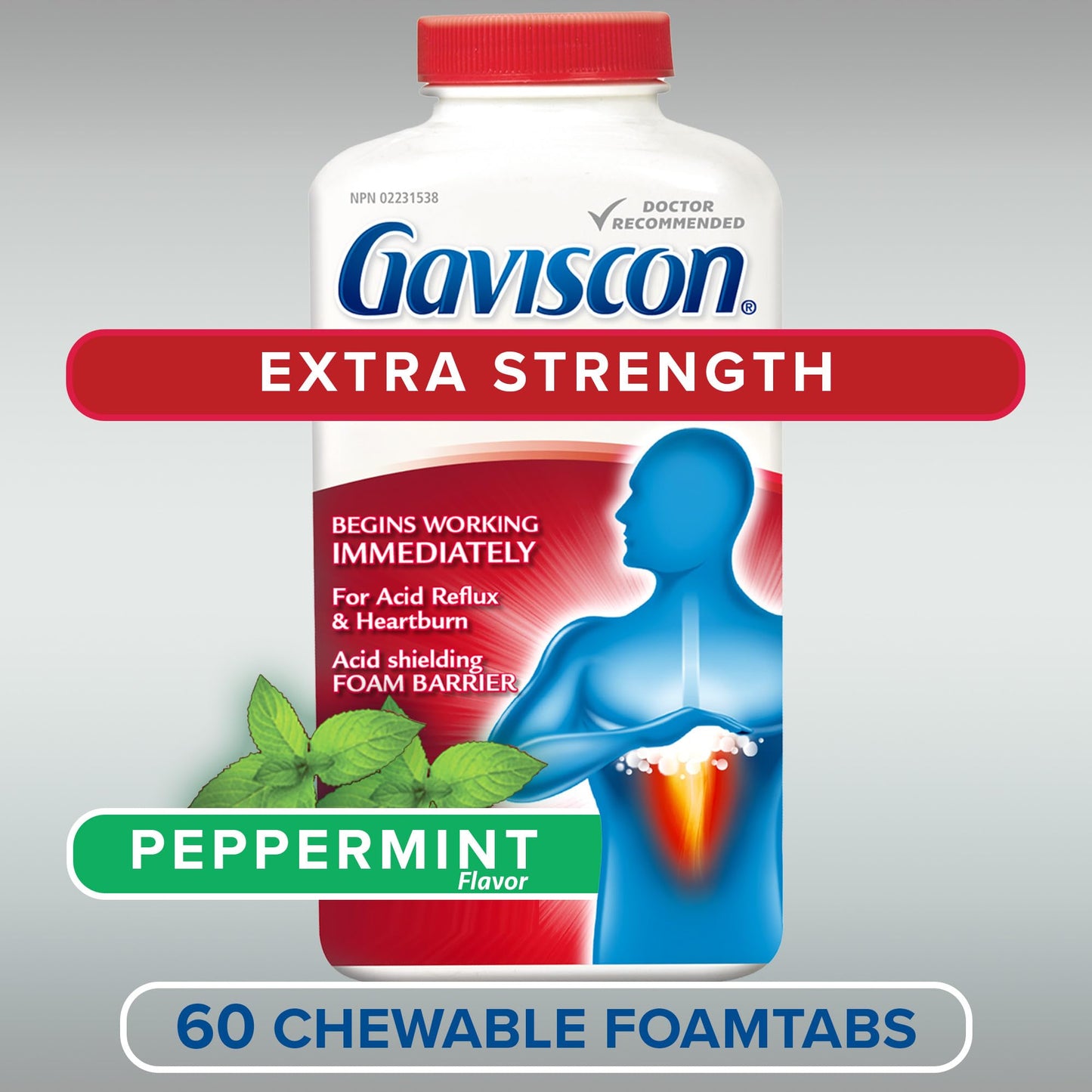 Gaviscon Extra Strength Peppermint Foamtabs – 60 Tablets