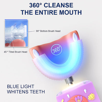 Geacker Kids Electric Toothbrush | U Shaped Sonic Auto Brush for Children 2-7 | Mermaid Design