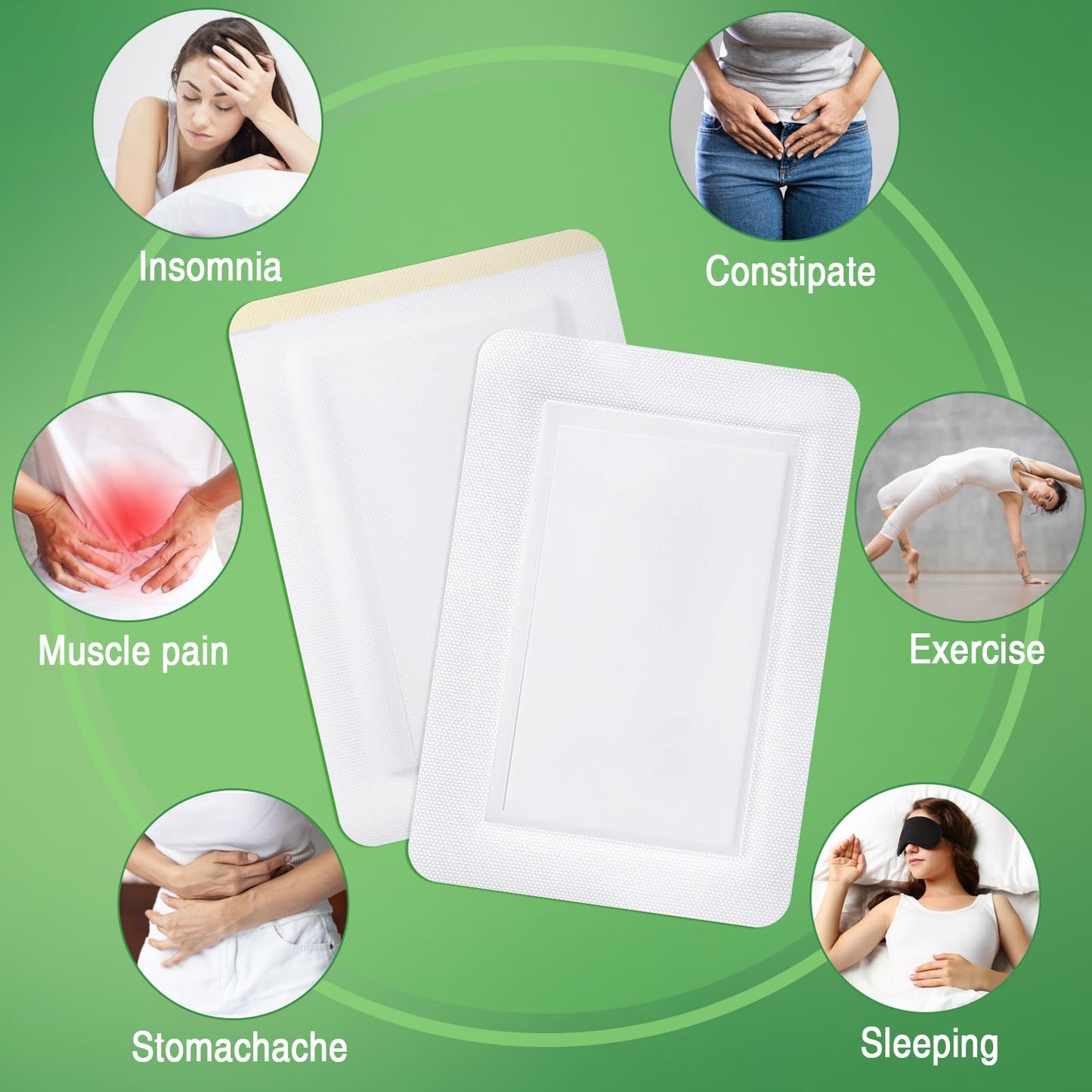 Geiserailie 50 Pcs Castor Oil Pack Wraps - Disposable Self-Adhesive Organic Cotton Patches (7.9 x 5.5 inches)