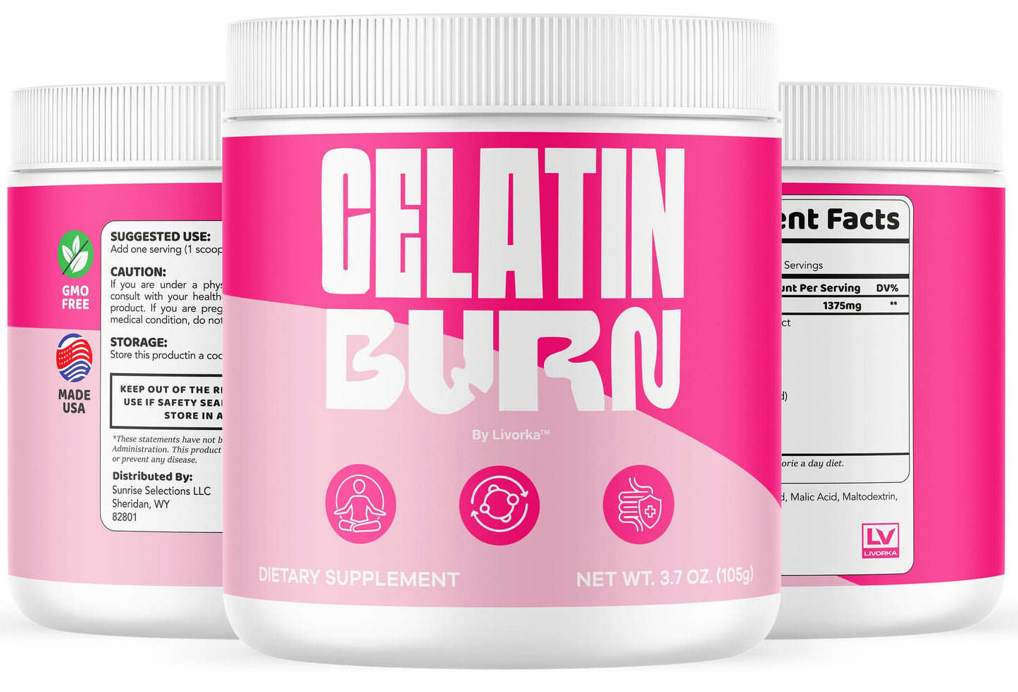 GelatinBurn Powder – Premium All-Natural Daily Formula, 60 Servings