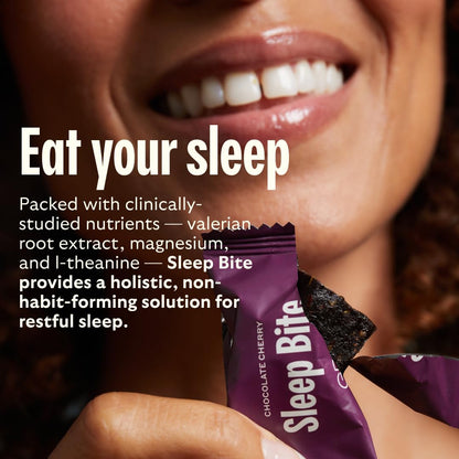 GEM Sleep Aid, Nighttime Bite, 7 Pack, Melatonin Free, L-Theanine, Magnesium, Valerian Root Extract | Vegan and Gluten Free | Earthy Chocolate Cherry, Trial Size