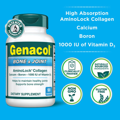 Genacol Bone & Joint – Calcium, Vitamin D3, Boron, Ultra-Hydrolyzed Collagen | 90 Capsules